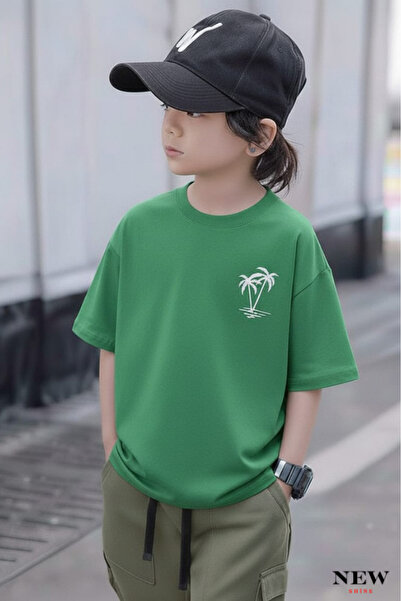 New Shine TRICOU UNISEX PENTRU COPII CU IMPRIMEU PALMIER