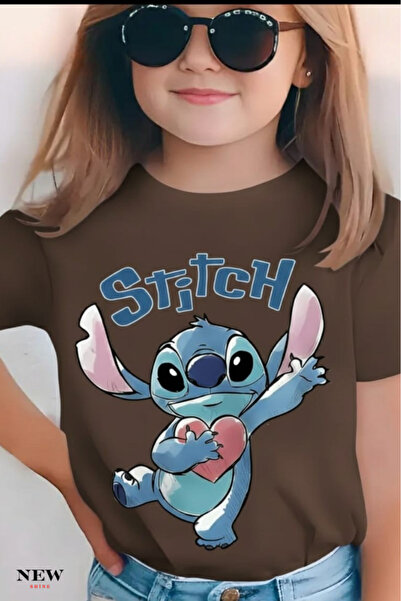 New Shine تي شيرت مطبوع عليه ستيتش للأطفال من الجنسين