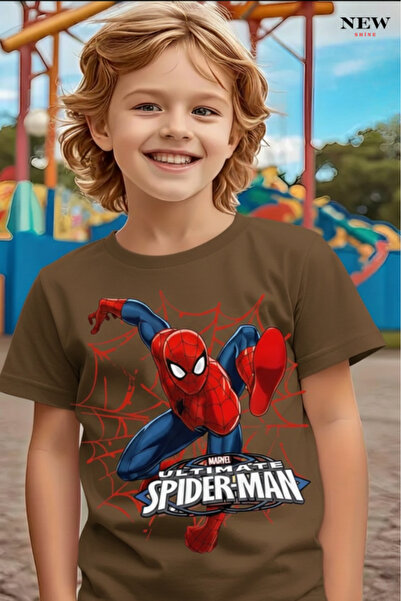 New Shine تي شيرت للأطفال مطبوع عليه الرجل العنكبوت للجنسين