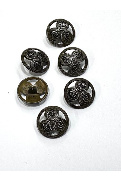 karantuhafiye زر معطف الترنش / زر معدني / فضي مؤكسد / 2.2 سم / مجموعة من 6 قط...