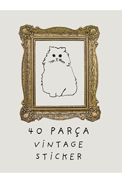 TİWO DİJİTAL 40 PARÇA VİNTAGE SCRAPBOOK KAĞIT STİCKER - RETRO , EL İŞİ VE DEF...