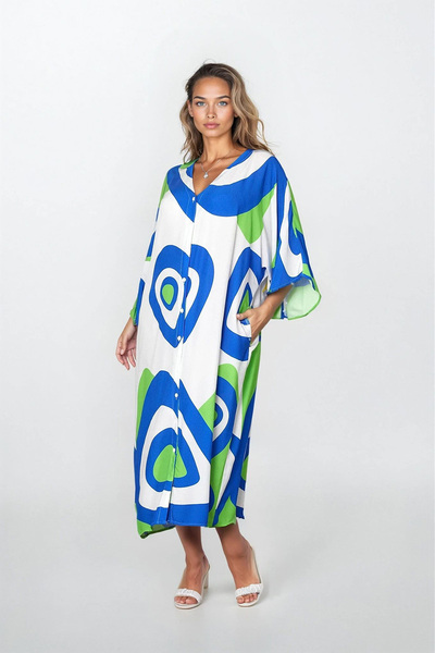 Trend Alaçatı Stili Women's Green Button Front Double Pocket Plus Size Viscos...