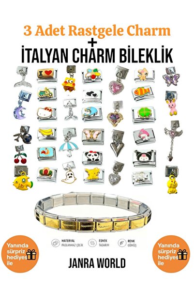JANRA WORLD 3 قطع من السحر العشوائي + مجموعة أساور السحر الإيطالية |   مع هدي...