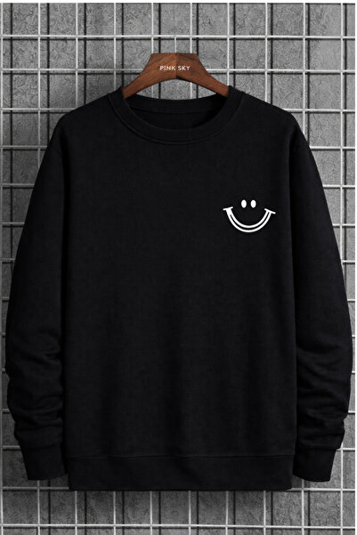 Pink Sky Unisex Oversize Βαμβακερό Φούτερ με Στάμπα1 Smile