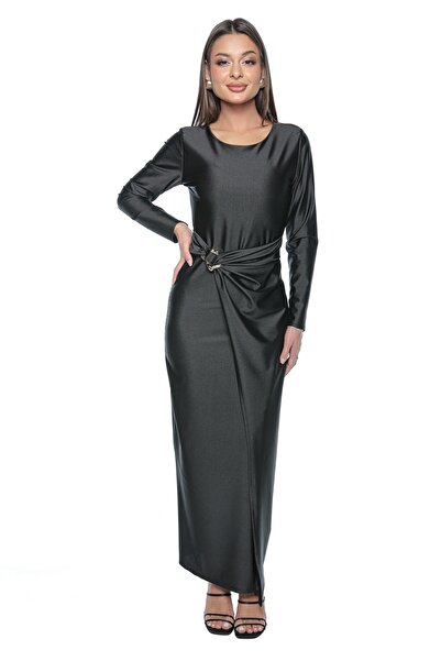 OEM Yaria occasion dress, one size, black, made of lycra, with gold buckle an...