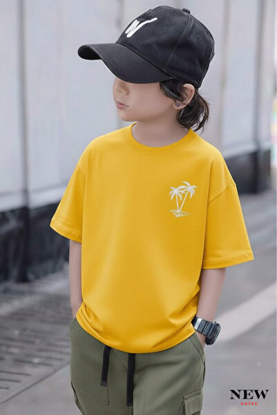 New Shine TRICOU UNISEX PENTRU COPII CU IMPRIMEU PALMIER