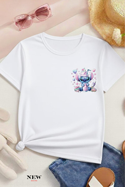 New Shine تي شيرت مطبوع عليه ستيتش للأطفال من الجنسين