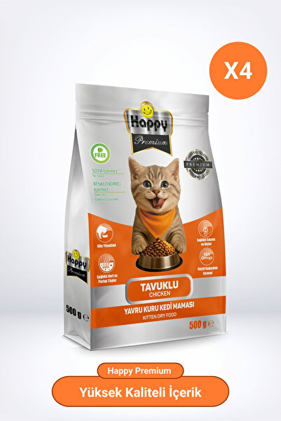 Happy Tavuklu Yavru Kuru Kedi Maması 2 Kg