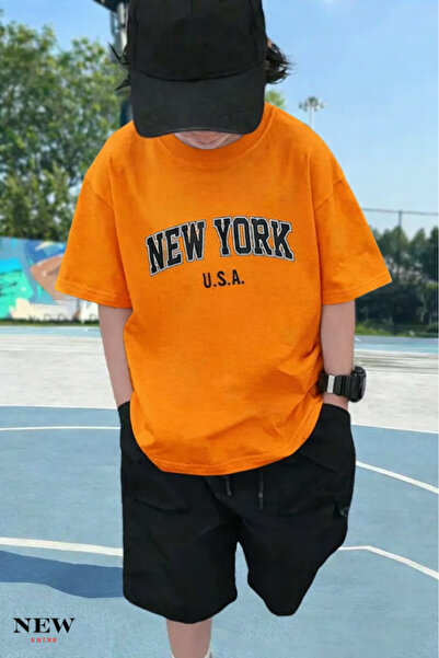 New Shine НЮ ЙОРК, САЩ ПЕЧАТАНА УНИСЕКС ДЕТСКА ТЕНИСКА