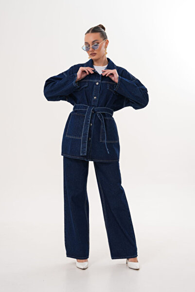 Butik طقم دنيم نسائي بحزام