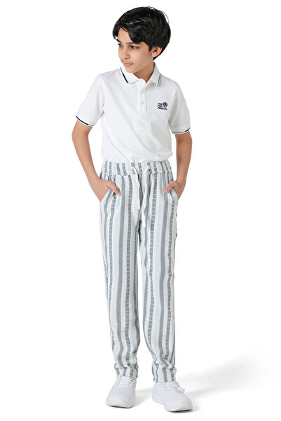 SilverStone بنطلون ولادي يومي بأرجل واسعة وخصر مطاطي