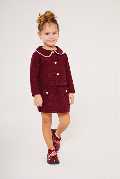 My Kids Wear Set haină și fustă cu detalii perlate pentru fete, de sărbătoare...