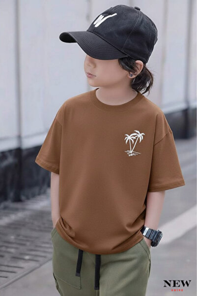 New Shine TRICOU UNISEX PENTRU COPII CU IMPRIMEU PALMIER