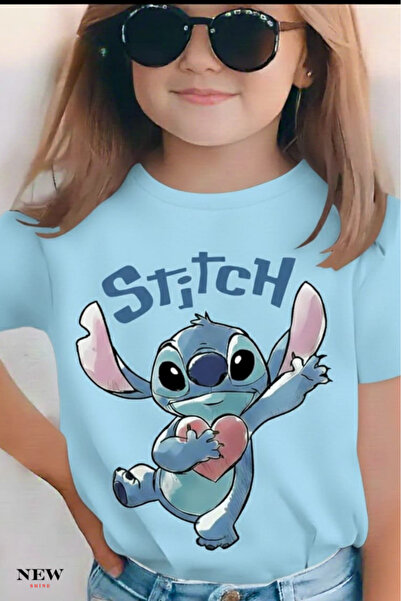 New Shine تي شيرت مطبوع عليه ستيتش للأطفال من الجنسين