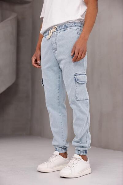 since 1990 man Mandasser Slim Fit Stretch Fabric Denim Cargo Pants with Elast...