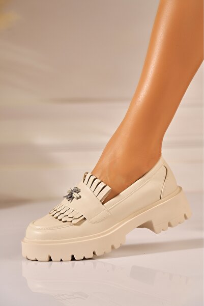 Joana Бежови мокасини от еко кожа - Размер 40, Модерен стил