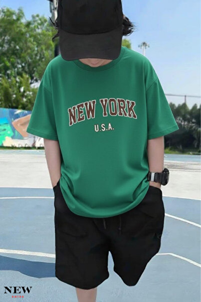 New Shine НЮ ЙОРК, САЩ ПЕЧАТАНА УНИСЕКС ДЕТСКА ТЕНИСКА