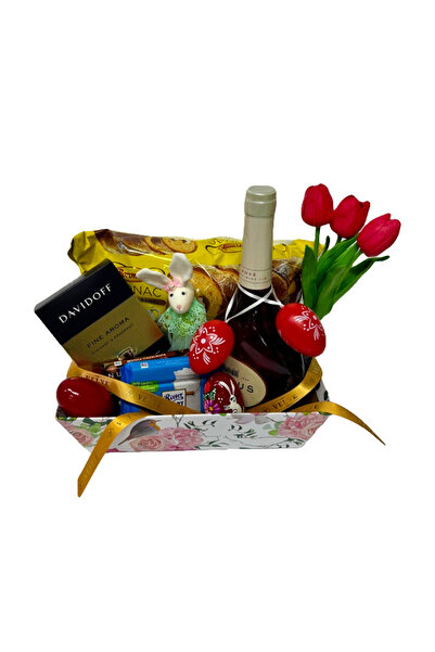 velve Cos Easter, decoratiune iepure,lalele artizanale,cozonac,cafea,ciocolat...