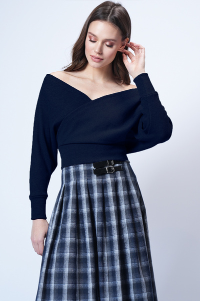 Trend Alaçatı Stili Women's Navy Blue Front and Back V-Neck Double Breasted B...