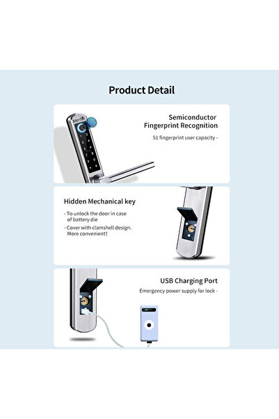Mentor Yala Inteligenta SY018 WiFi 5in1 cu broasca pentru usi din PVC, lemn, metal