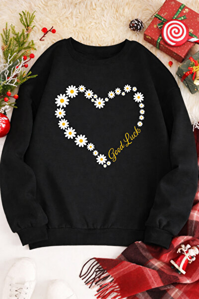 Pink Sky Unisex Oversize Βαμβακερό Φούτερ με Στάμπα 1 ΚΑΡΔΙΑ