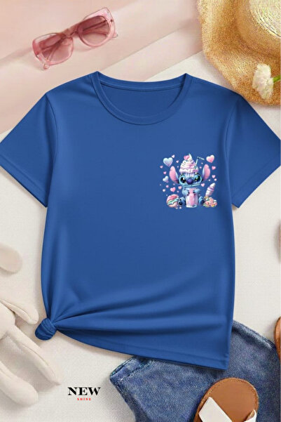 New Shine تي شيرت مطبوع عليه ستيتش للأطفال من الجنسين