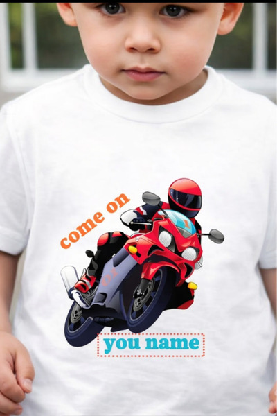 New Shine تي شيرت للأطفال مطبوع عليه MOTORCU للجنسين