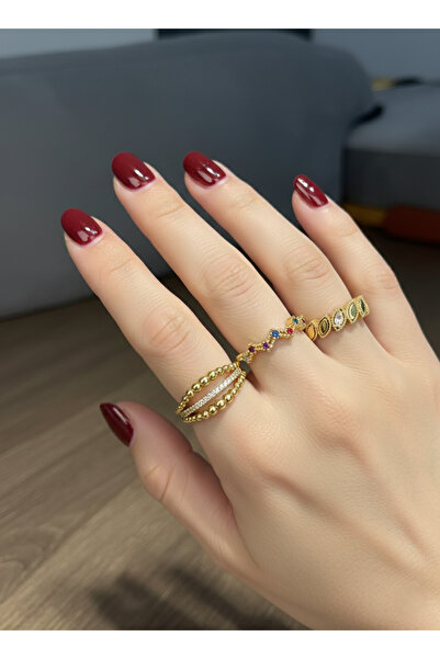 Elmosia Jewelry مجموعة خواتم مينيمالية مرصعة بالذهب - موديلات خواتم نسائية أن...