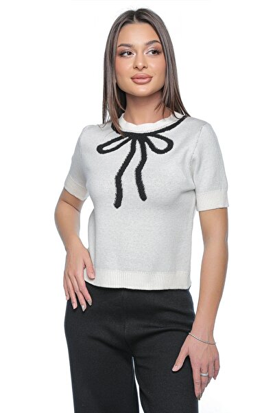 OEM Numa blouse, one size, white, short sleeve, fine knit