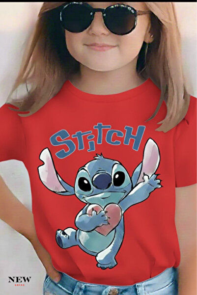 New Shine تي شيرت مطبوع عليه ستيتش للأطفال من الجنسين