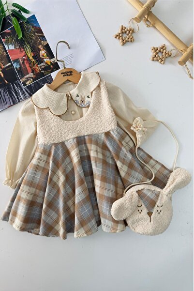 Minigimin Cicileri Miniğimin Cicileri Рокля с карирана детайл и бродирана яка...