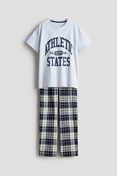 H&M Baskılı ve Pamuklu Pijama Takımı