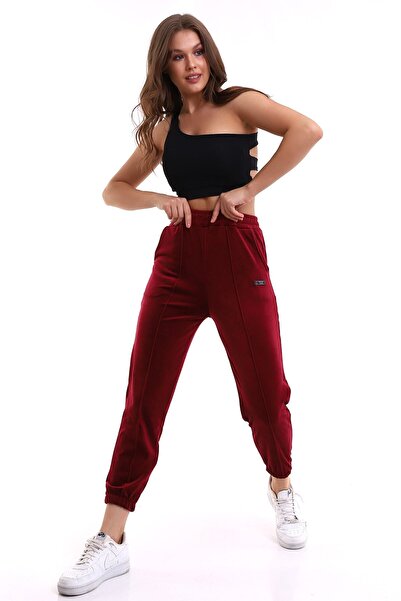 Winmoda34 Pantaloni de trening de damă din catifea moale, cu buzunare duble și manșete elastice la glezne