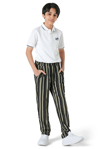 SilverStone بنطلون ولادي يومي بأرجل واسعة وخصر مطاطي