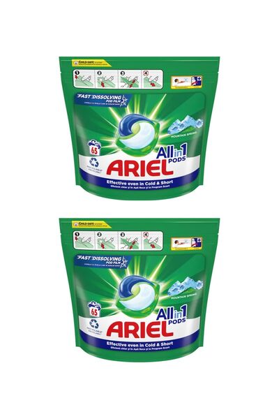 Ariel Mountain Spring automatic laundry detergent caps 65 pcs x2