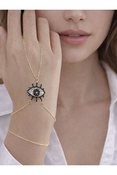 Sense of Atelier Vanthe Eye Şahmeran Eye Figured Gold Color Chain Hand Jewelry