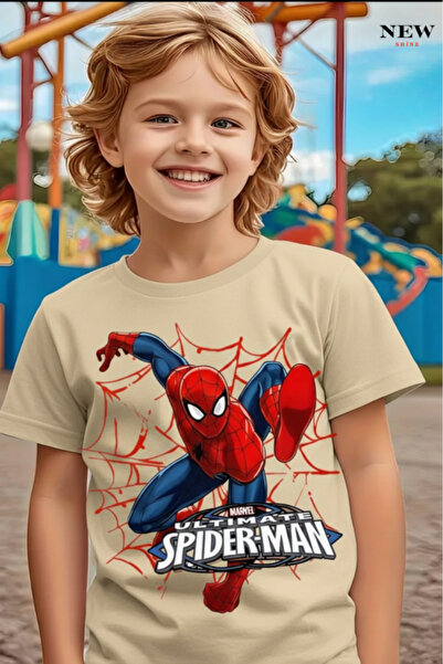 New Shine تي شيرت للأطفال مطبوع عليه الرجل العنكبوت للجنسين