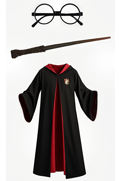 GEZEN AY Harry Potter Gryffindor Mont Kostüm Asa Gözlük 3lü Set