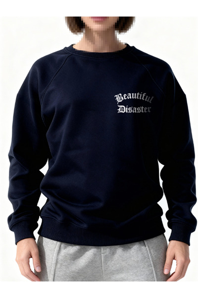 EFFRENATU Sweatshirt Lacevert Crew Neck Special Design Printed Be Beautiful