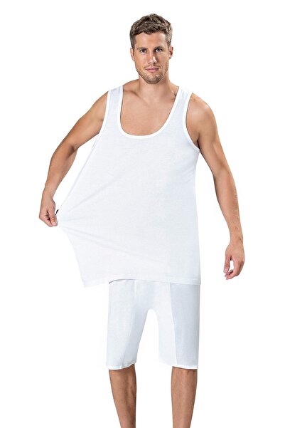 Fanilam Jiber White Cotton Large Size Men's Undershirt 2-Piece Set between 3X...