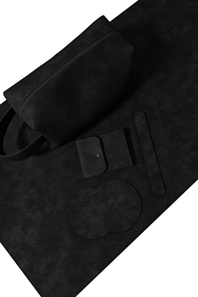 Morika Hotel & Home Textile Özel Tasarım Çalışma Seti Süet Suni Deri / Masa P...