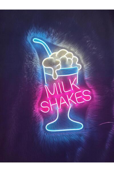 dekoraven Milkshake Bardak Tasarımlı Neon LED Duvar Tabelası – Dekoratif Işık...
