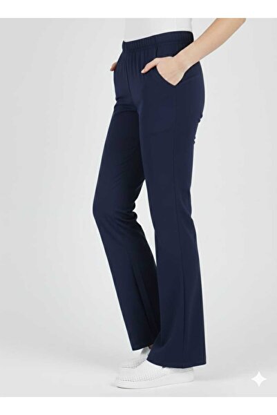 EMİR MEDİKAL Tek Alt Lacivert Ütü Gerektirmeyen Likralı İspanyol Paça Pantolo...