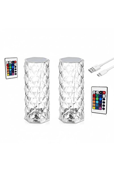 OEM Set 2x Lampa decorativa LED, Stil Cristal, Lumina ambientala RGB 16 nuanț...
