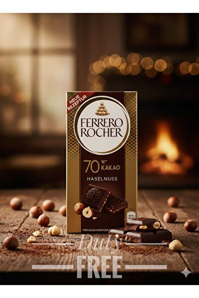 hijazigroup Ferrero Rocher Premium Chocolate Bar, 70% Dark Chocolate 90 GR