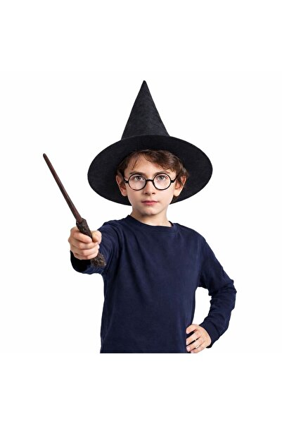 Samur Harry Potter Style Kids Set (Black Felt Hat, Wand, Glasses)