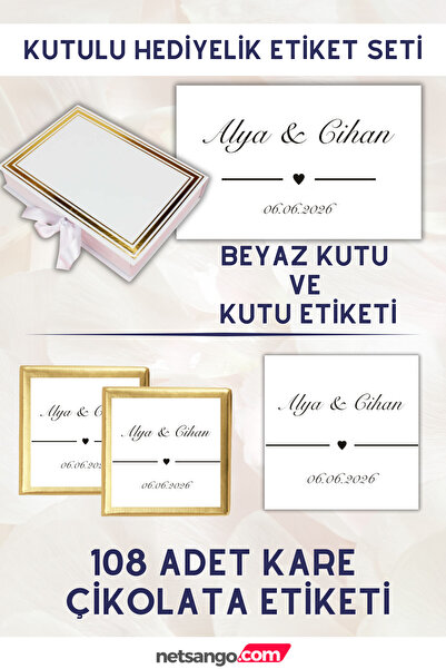 Netsan Etiket Heart-shaped gift tag set - white box, 108 chocolate tags, 2 bo...