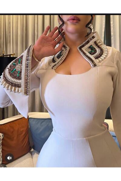 STYLENOVA Long, embroidered, modest evening dress