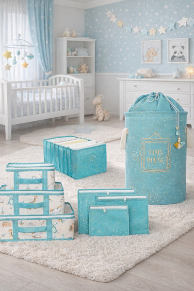 PONÇİK BEBEK 8-Piece Suitcase Travel Set Organizing Bag Basket Toy Dirty Bask...