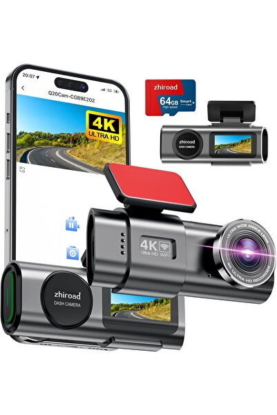 ZHIROAD Q20s 4k Wifi Dashcam, 170° Geniş Açı, Gece Görüşü, G-sensör, Park İzleme